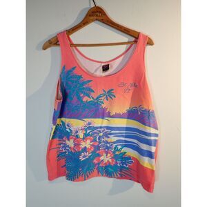 Lifestyles Vintage 80s Tank Top Tropical Beach Pink Large St John VI Ocean